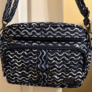 Lug Navy and White Wave Crossbody Bag